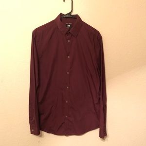 Burgundy Medium Slim fit H&M easy iron button up